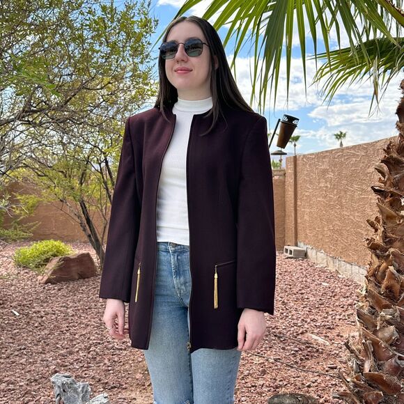 Vintage 1980s Louis Feraud Wool Women's Size 6 Purple Tassel Made In W Germany - Picture 2 of 12